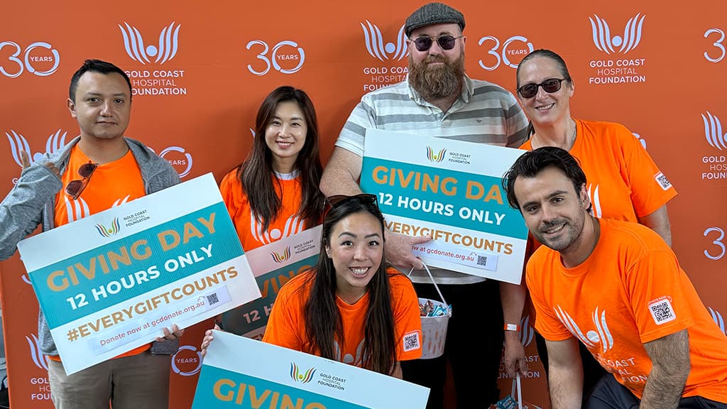 Team members at a charity event.