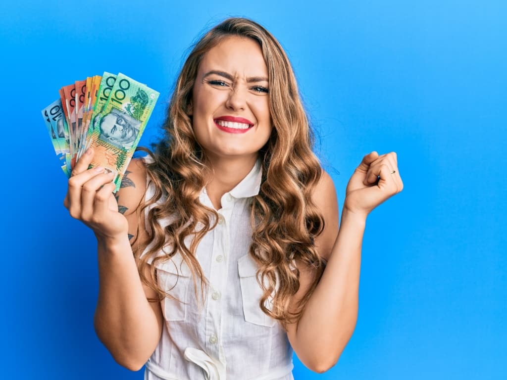 Woman holding cash