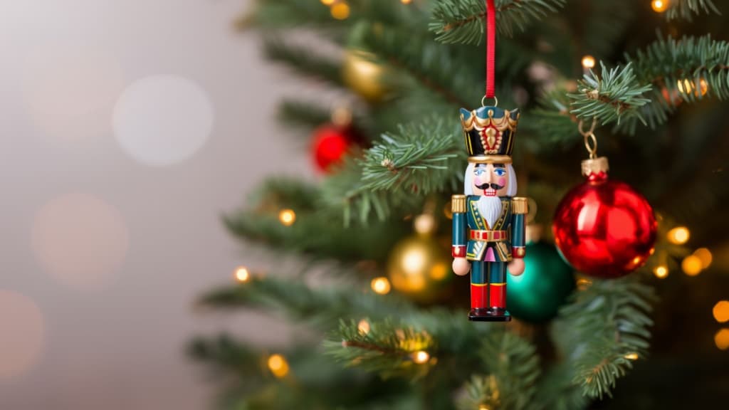 Christmas decoration hanging on a branch.