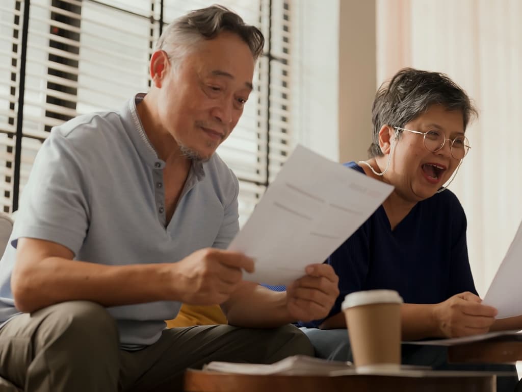 Couple looking at important papers
