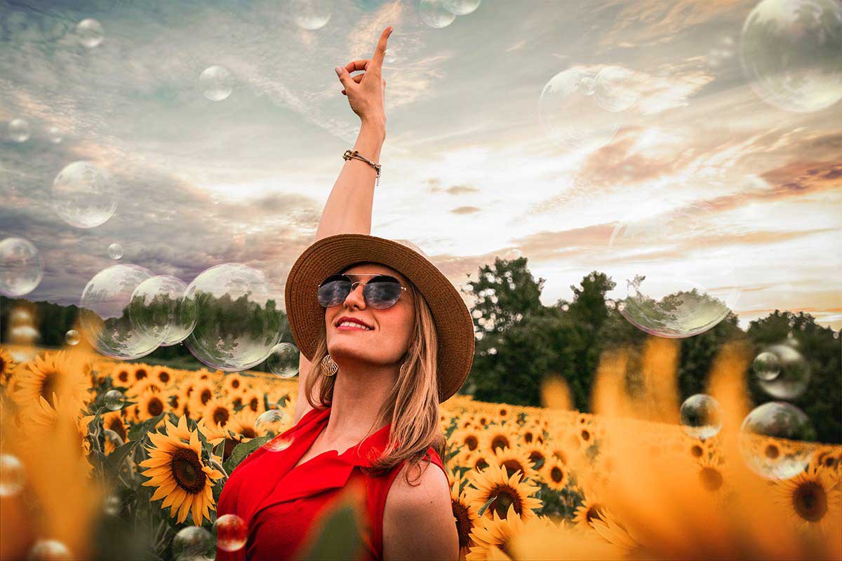 picture of a woman in a field of flowers